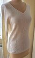 Strick Pulli - Pullover mit V-Ausschnitt - langer Arm -  Creme - Gr. S / 36