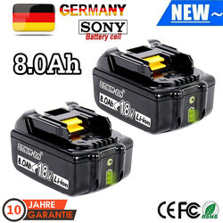 2X 8000mAh Akku Für Makita 18V 8.0Ah BL1860B BL1850 BL1840 BL1830 Ersatzakku LED