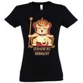 Youth Designz Katze King Cat Damen T-Shirt Print Logo Haustier Cat Süß Logo Fun