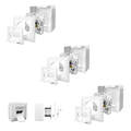 3x Netzwerkdose Cat.6A 2-Port RJ45 geschirmt weiß Kombidose Aufputz + Unterputz