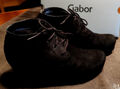 Gabor Stiefelette Gr. 38 Wildleder Schwarz Keilabsatz