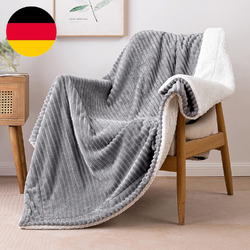 MIULEE Kuscheldecke Dicke Wohndecke Lammdecke Bettdecke Gestreifte Flauschige We