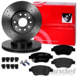 brembo GELOCHTE BREMSSCHEIBEN 257mm + BELÄGE VORNE passend für OPEL CORSA DVA 257x22mm // NUR für Bremssystem 14" Zoll = POC JQ3