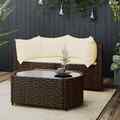 3-tlg. Garten-Lounge-Set mit Kissen Braun Poly Rattan