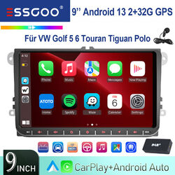 9" DAB+ Android 13 CarPlay Autoradio 2+32G GPS Für VW GOLF 5 6 Plus Touran Caddy