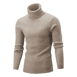 Herren Winter Warme Strickpullover Jumper Sweater Rollkragen Pulli Pullover Tops