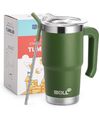 Thermobecher grün, Isolierbecher Edelstahl MollCity Tumbler 470ml