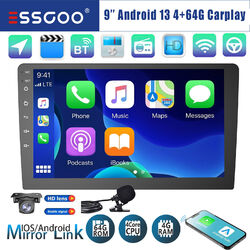 9'' Doppel DIN Android 13 4+64G Carplay Autoradio GPS BT WIFI RDS FM USB MIK KAM