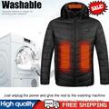 Elektrisch beheizte Kapuzenjacke 9 Bereiche USB winddicht warm Herren Thermomantel (2XL)