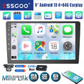 DAB+ 9'' 2DIN Android 13 Autoradio Carplay 4+64G GPS NAVI BT WIFI RDS USB Kamera