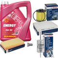 BOSCH inspektionspaket 5 L MANNOL 5W-30 Energy für VW Polo 1.4 FSI