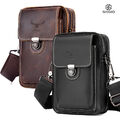 BAIGIO Herren Schultertasche echte Leder Umhängetasche Handytasche Gürteltasche