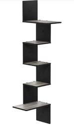 Furinno Rossi 5-Tier Wall Mount Floating Radial Corner Shelf, French Oak