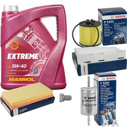 BOSCH Inspektionspaket 5 L MANNOL Extreme 5W-40 für VW Golf V 1.4 FSI Plus