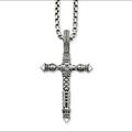 Herren Halskette Anhänger Kreuz 925er Silber schwarz Venezianerkette A3239L