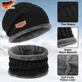 Wintermütze Warmer Beanie Strick Mütze Maske mit Schal Set Futter Damen Herren