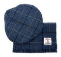 Harris Tweed flache Kappe & Fransenschal Set Unisex handgefertigt in Schottland