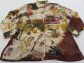 ARTSCAPES SCHÖNES CAFE KAFFEE & ROSA ROSEN DRUCK CHIFFON SHIRT TOP UK 12 - 14