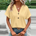 Damen Kurzarm Hemd V-Neck Sommer T-Shirt Freizeit Bluse Tops Oberteile Tunika DE