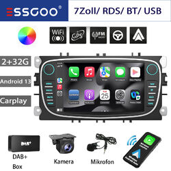 2+32G CarPlay Android 13 Autoradio DAB Kam GPS Für Focus MK2 Mondeo S C-Max Kuga