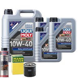 Motoröl 10W40 LIQUI MOLY Mos2 Leichtlauf 8L +MANN Ölfilter +Ölschlammspülung