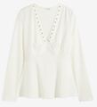 Shirt mit Nieten Gr. 36/38 Wollweiß Damenshirt Top Bluse Tunika Oberteil Neu