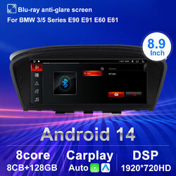 Android 14 Autoradio CarPlay 8+128GB WiFi DAB+ Für BMW 3/5er E90 E91 E60 E61 CIC