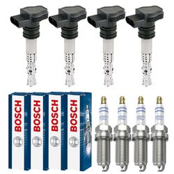 4x Zündspule +4x BOSCH Zündkerze Doppelplatin passend für Audi TT 8N3