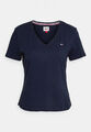 TOMMY JEANS T-Shirt V Neck weiß blau rot schwarz  NEU