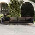 vidaXL 4-tlg. Garten-Lounge-Set mit Kissen Poly Rattan Dunkelgrau ASS