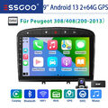 DAB+ 64G Android 13 Autoradio Kamera GPS Nav WIFI BT Für Peugeot 308 408 CarPlay