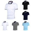 Sommer Male- Poloshirt Basic Kontrast Stickerei Kragen Kurzarm Polohemd T-Shirt