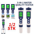 1/2×5in1 PH Wert Wasser Messgerät Digital Messer Tester Aquarium Pool pH0-14, DE