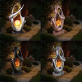LED Solar Skulptur Garten Deko Außen Lampe Glas Kugel Feuereffekt Leuchte 45 cm