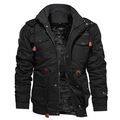 Herren Winter Warm Fleece Gefütterte Jacke lässig taktischer mit Kapuze Mantel