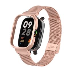 Für Xiaomi Mi Watch Lite 3 / Redmi Watch 3 Armband Edelstahl Band + Metall Fall