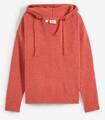 Strick-Pullover mit V-Ausschnitt und Kapuze Gr 48/50 Rhabarber Damen Sweater Neu
