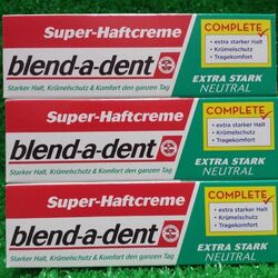 (88,65€/kg) 3x Blend-a-dent Super- Haftcreme NEUTRAL extra stark 47g Tube