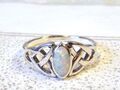 RING 925 Sterling SILBER Edelstein OPAL lab. WEIß oval Gr. 17, 18, 19, 20