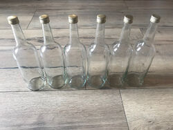 6 leere Glasflaschen mit Schraubverschluss, 1 Liter, 1000ml