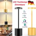 LED Tischlampe Kabellos Dimmbare Metall Aluminium 3200mAh Akku Tischleuchte NEU