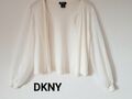 DKNY Strickjacke ☆ Gr. L ☆ weiß ☆ Chiffonärmel ☆ Cardigan ☆ Bolero ☆ 