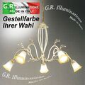 Pendelleuchte modern vintage Pendellampe 5 Licht weiß gold Deckenlampe FLOWER