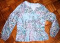 GINA LAURA Shirt Bluse Tunika Gr.xl 40/42 lässig Viskose blau Blumenmuster