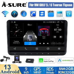 DAB+ 2+32G Android13 Carplay Autoradio GPS Navi Kam Für VW GOLF 5 6 Touran Caddy