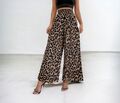 Hose mit Weitem Bein Sommerhose Schlupf Animal Print Leopardenmuster XS-XL