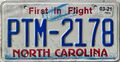 North Carolina First in Flight USA Nummernschild Nummernschild PTM 2178