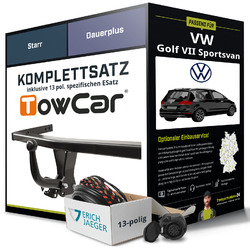 Für VW Golf VII Sportsvan Typ AM1 Anhängerkupplung starr +eSatz 13pol 14-20 NEUExklusiv für unsere Kunden: Montage ab 449,- Euro