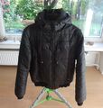 Steppjacke Damen Gr. S schwarz mit elast. Strickbund und abnehmbarer Kapuze 