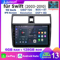 8-Kern Android 13 Autoradio CarPlay GPS Navi 6+128GB Für SUZUKI SWIFT 2003-2010